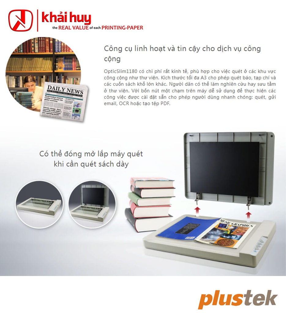 MÁY QUÉT PHẲNG PLUSTEK OPTICSLIM 1180