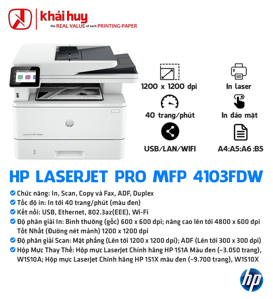 MÁY IN ĐA NĂNG HP LASERJET PRO MFP 4103FDW