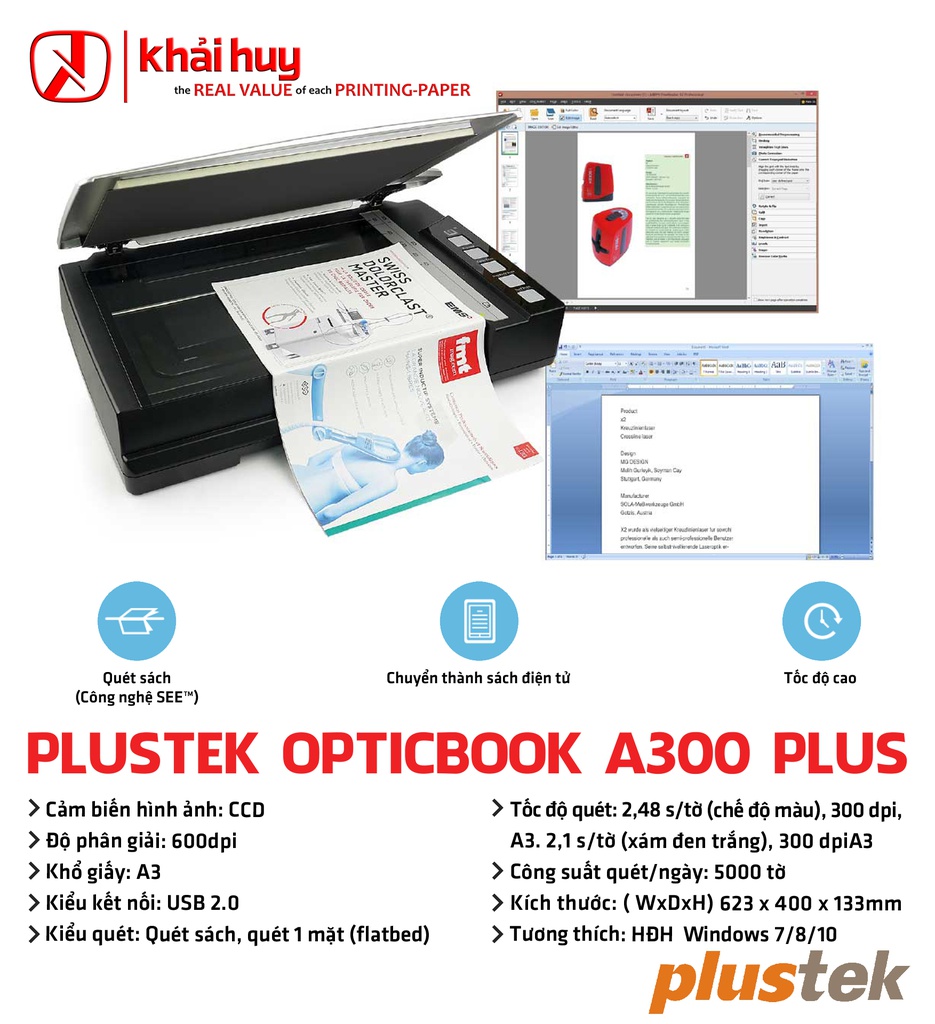 MÁY QUÉT SÁCH PLUSTEK OPTICBOOK A300 PLUS