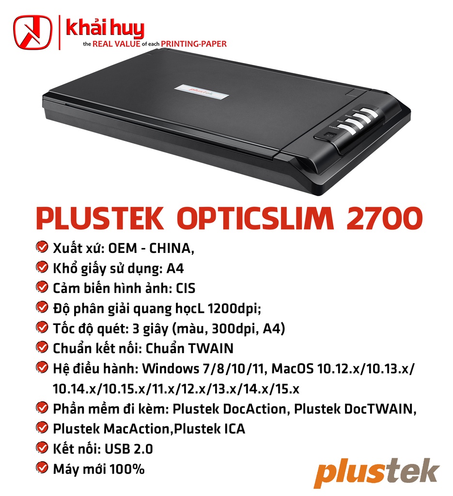 MÁY QUÉT PHẲNG PLUSTEK OPTICSLIM 2700