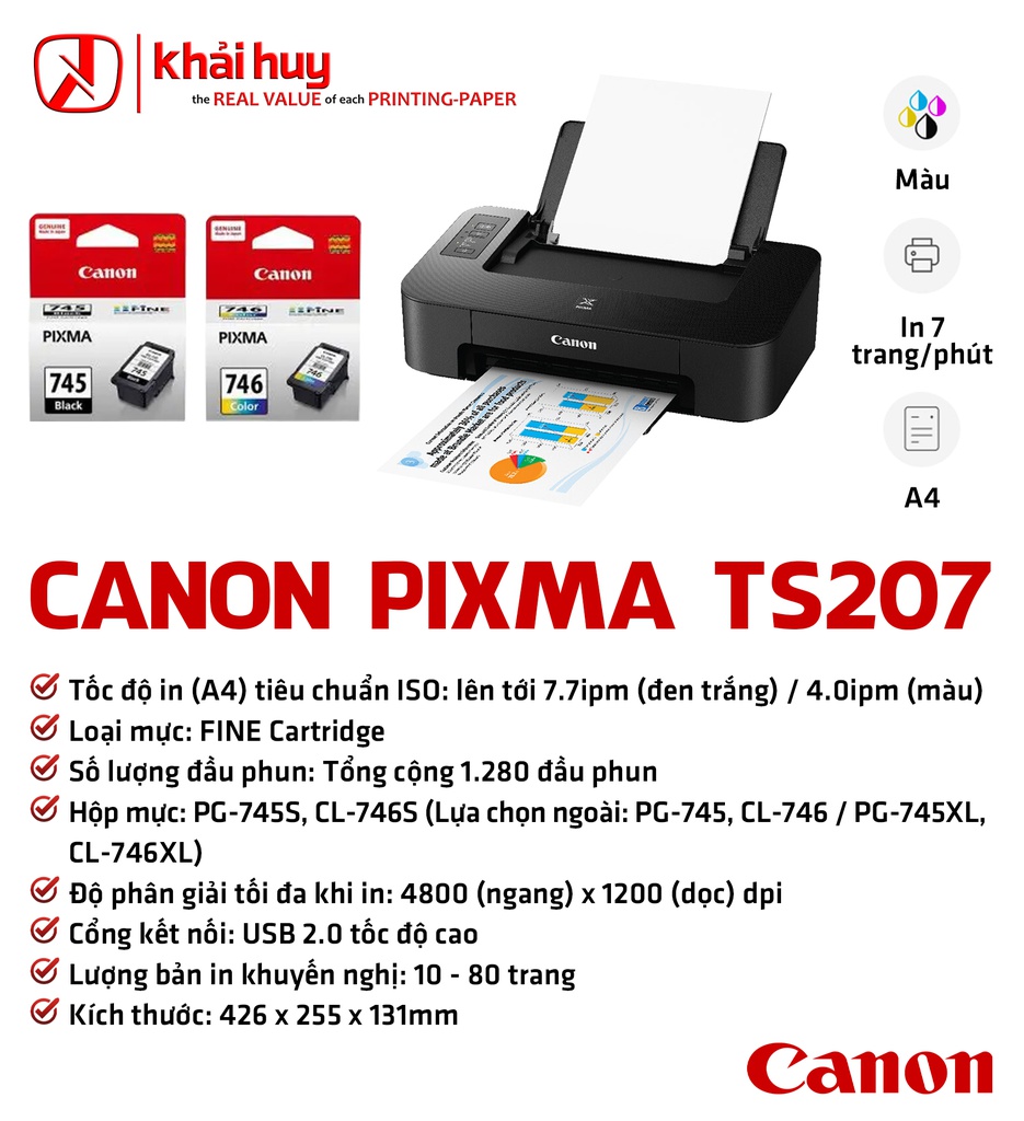 MÁY IN PHUN CANON PIXMA TS207 (CHÍNH HÃNG)
