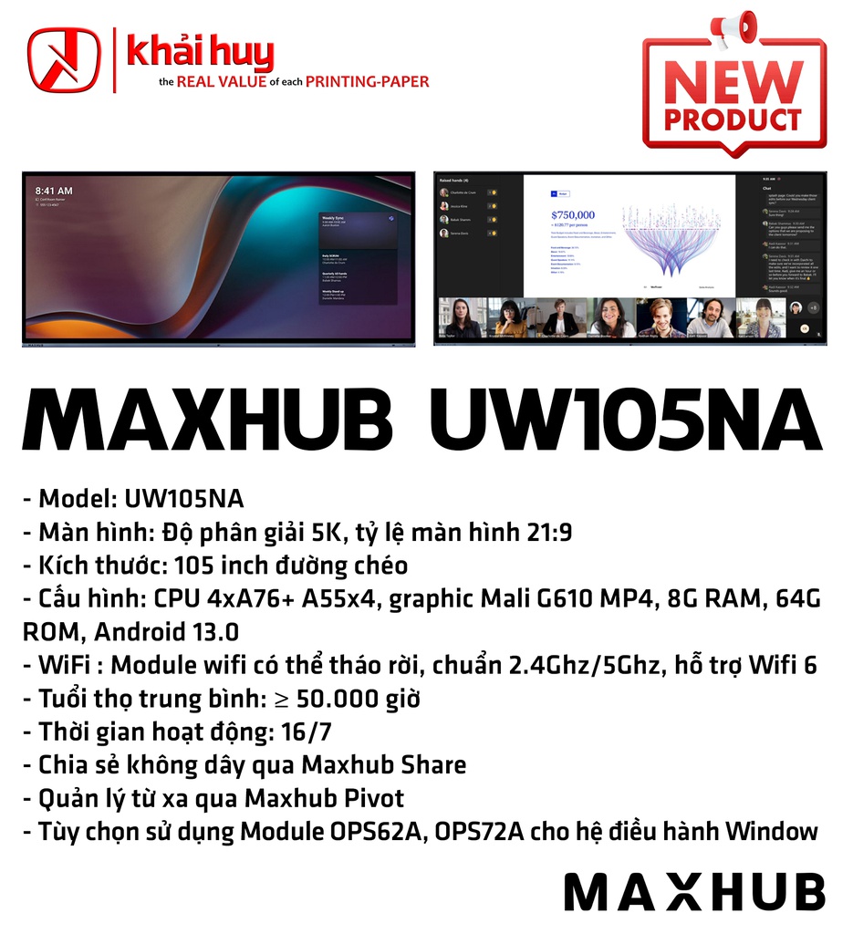 MÀN HÌNH HIỂN THỊ MAXHUB UW105NA