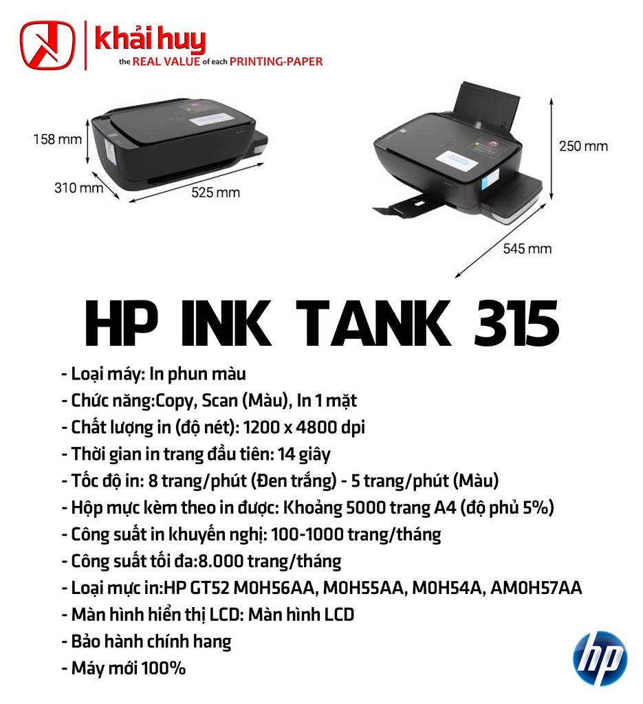MÁY IN PHUN HP INK TANK 315