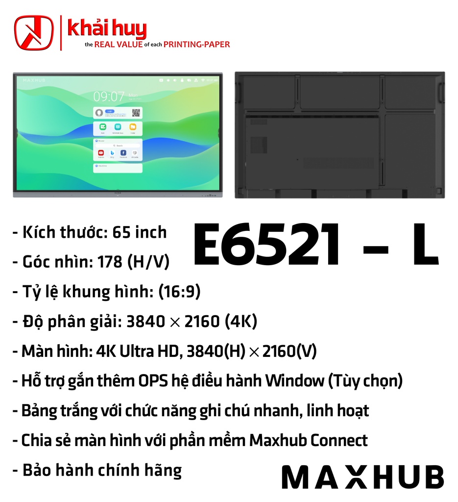 MÀN HÌNH TƯƠNG TÁC GIÁO DỤC MAXHUB E6521L