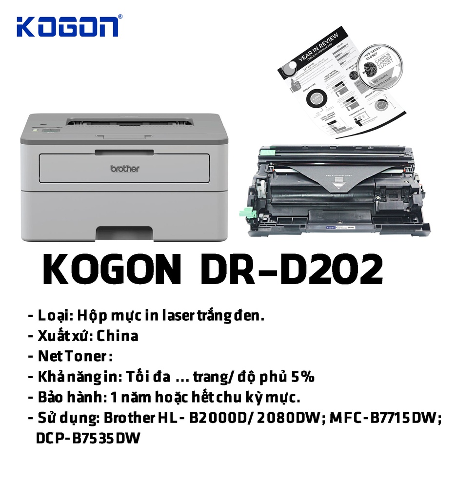 HỘP TRỐNG IN LASER KOGON DR-D202