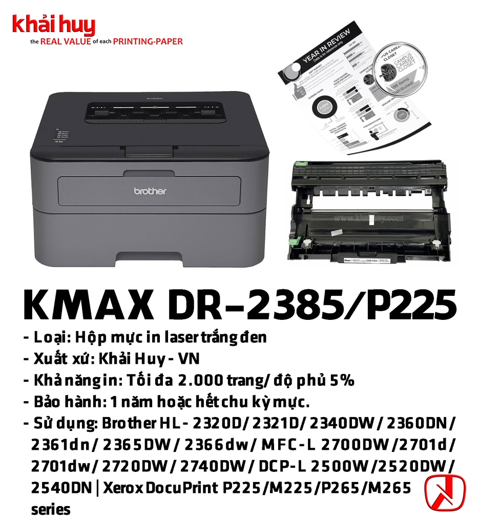 HỘP TRỐNG IN LASER KMAX DR-2385/ P225