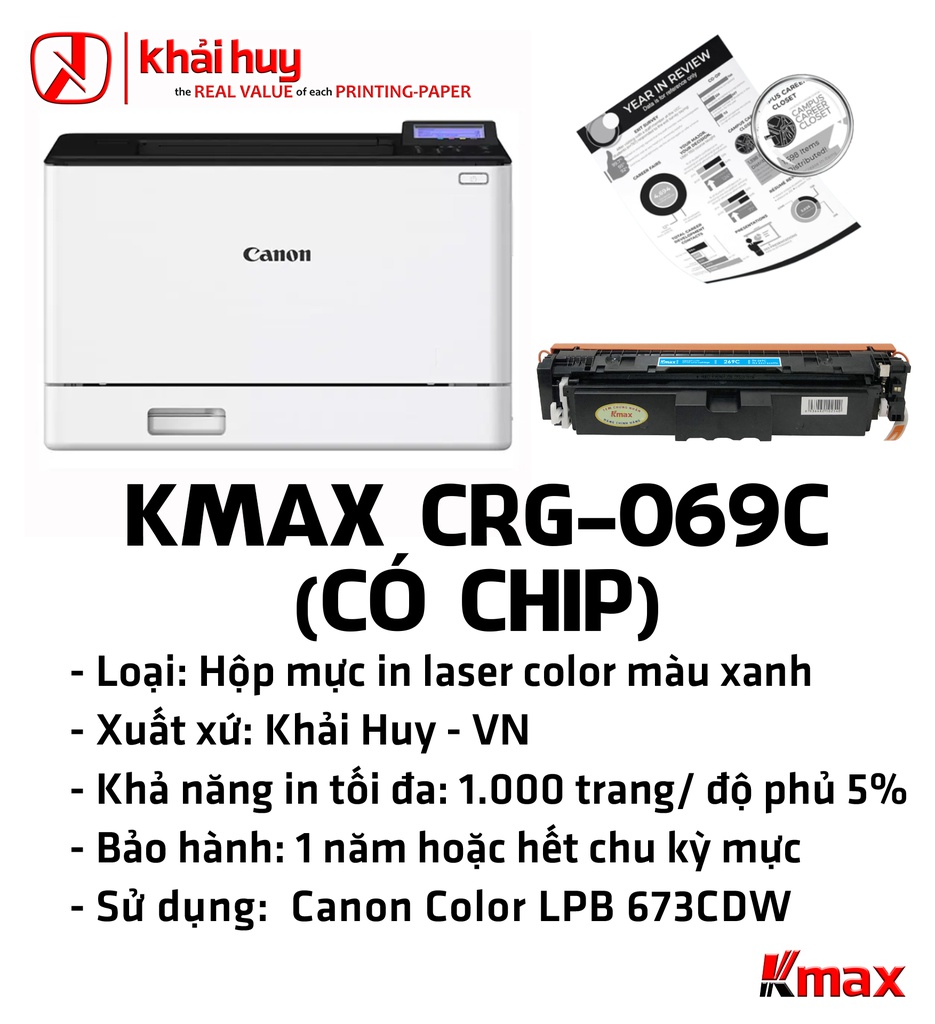 HỘP MỰC IN LASER KMAX CRG-069C (CÓ CHIP)