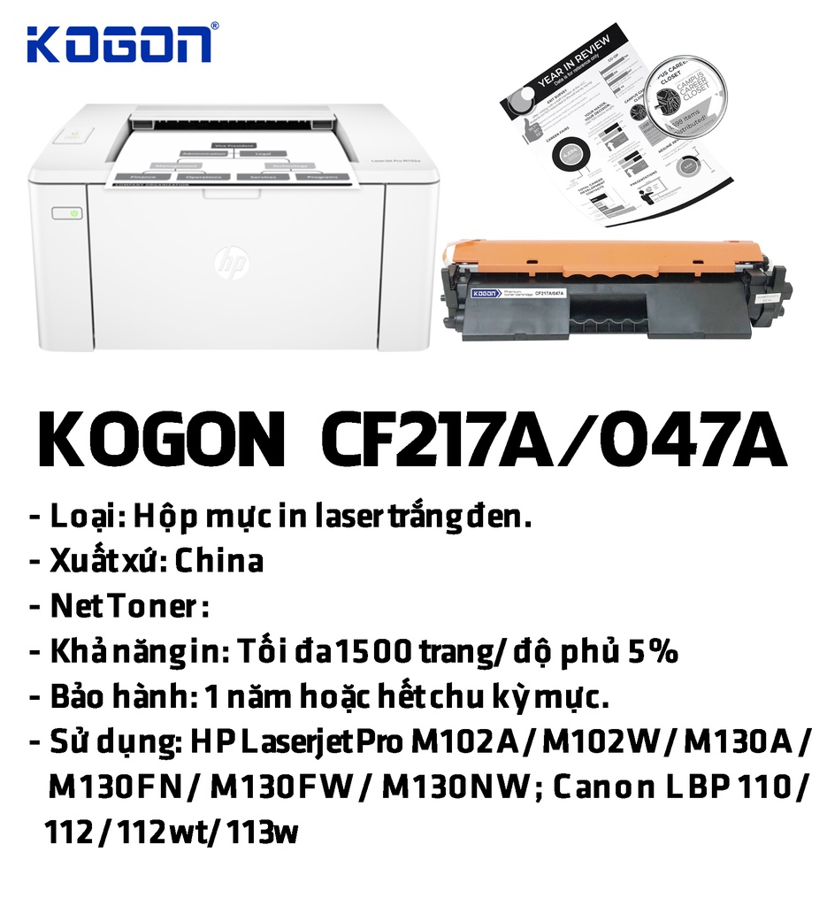HỘP MỰC IN TONER KOGON CF217A/ 047A